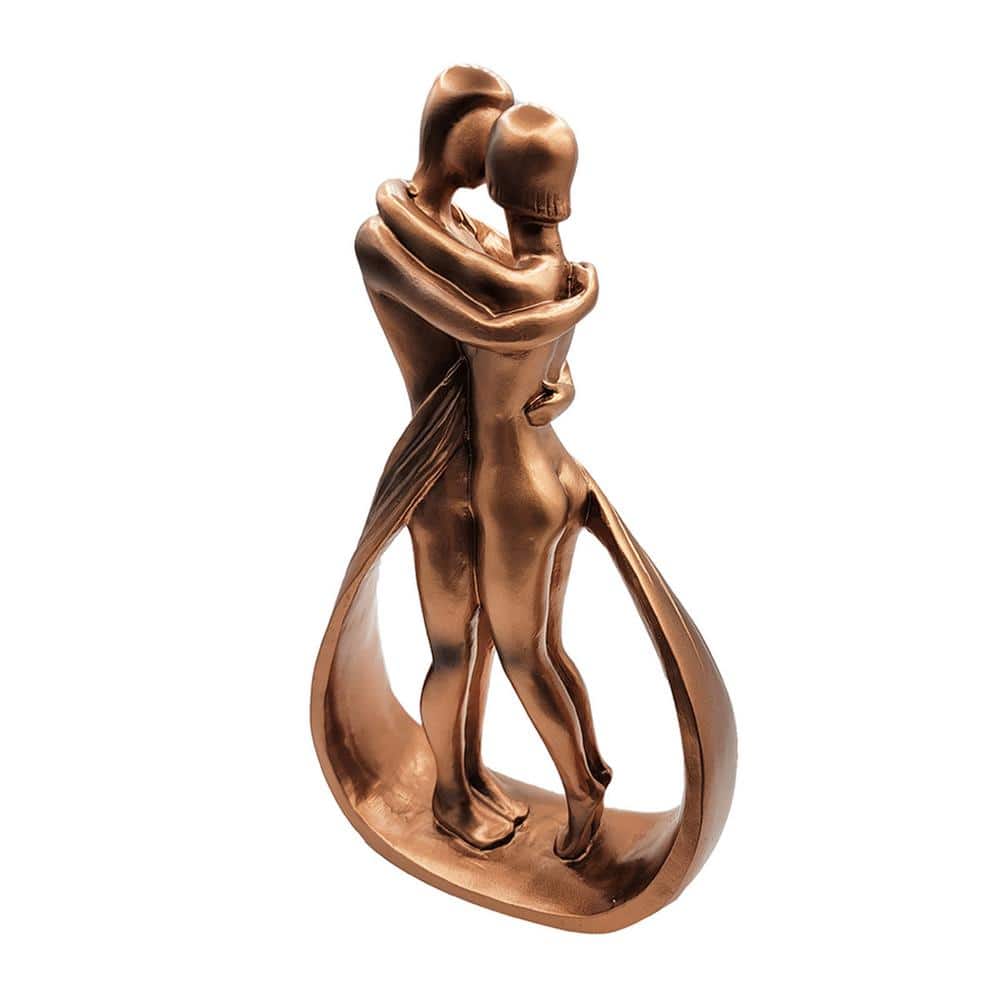 Sculpture Couple Amoureux En Grès - Statue Baiser Romantique Pour Décoration Saint-Valentin