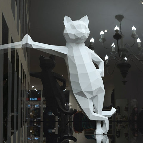 Chat noir origami 3D à assembler - Décoration papier élégante Chat noir origami 3D à assembler - Décoration papier élégante