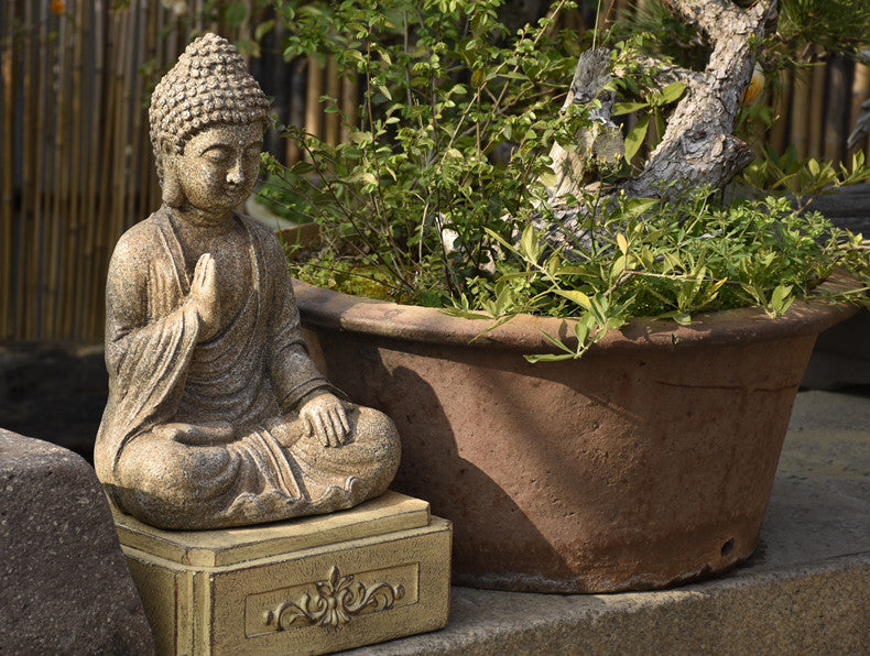 MagiDeal Statue Bouddha Exterieur en Résine Résistant à Corrosion